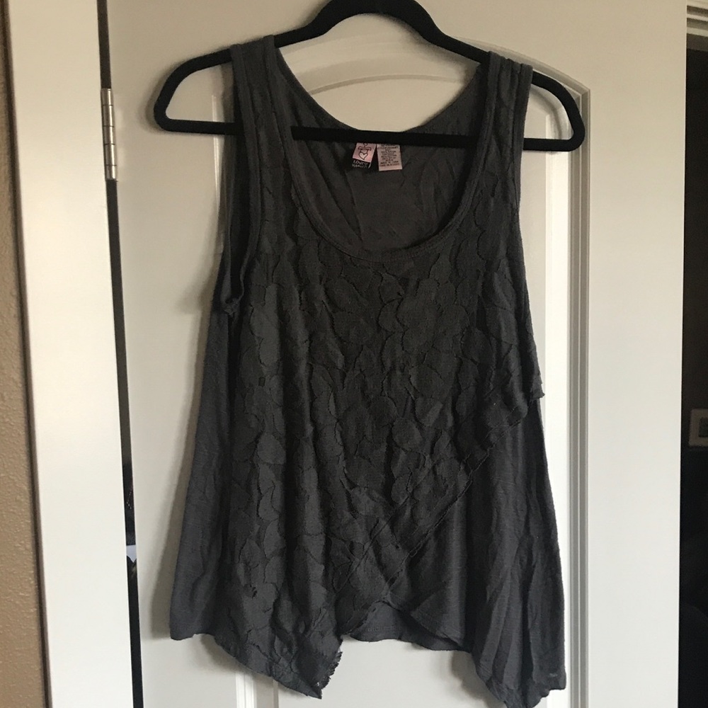 Charcoal grey tank with lace detail